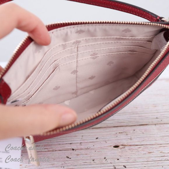 NWT Kate Spade New York Leila Leather Convertible Wristlet Wallet Bag in Red - Picture 11 of 12